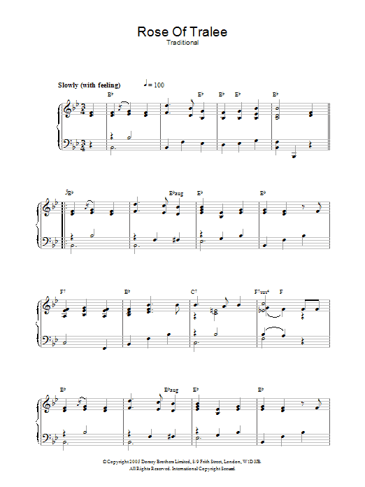 Learn to play Traditional Rose Of Tralee sheet music for Piano Solo in minutes. Price: 7.8900$ Traditional Rose Of Tralee sheet music notes and chords arranged for Piano Solo