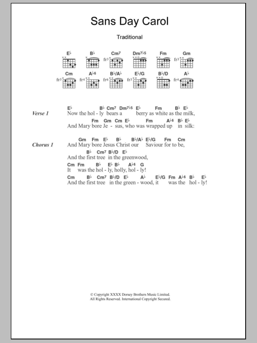 Christmas Carol Sans Day Carol sheet music notes and chords. Download Printable PDF.