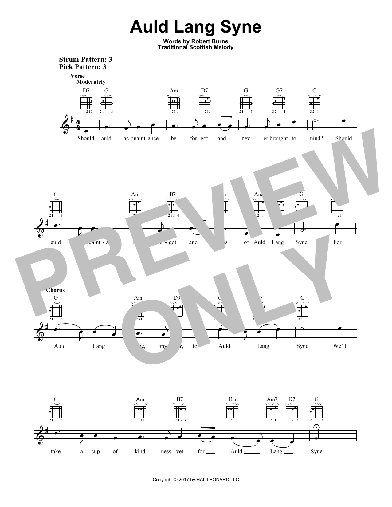 Traditional Scottish Melody Auld Lang Syne sheet music notes and chords arranged for Clarinet Solo