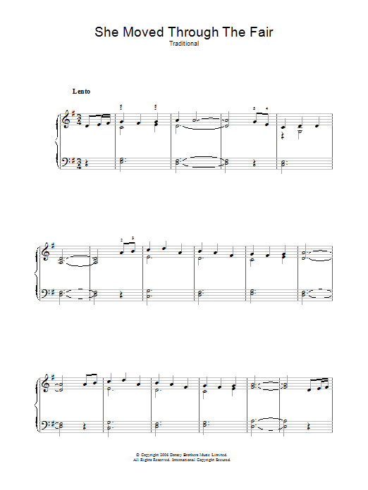 Traditional She Moved Through The Fair sheet music notes and chords. Download Printable PDF.