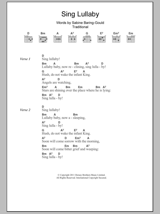 Christmas Carol Sing Lullaby sheet music notes and chords. Download Printable PDF.