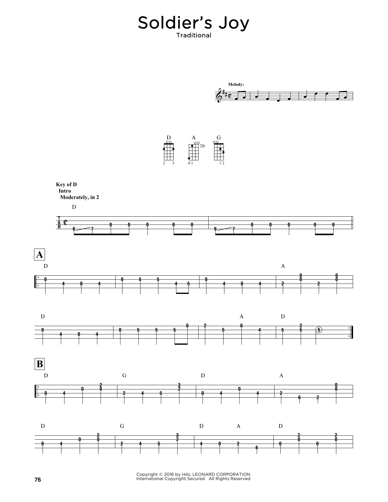 Traditional Soldier's Joy (arr. Fred Sokolow) sheet music notes and chords. Download Printable PDF.