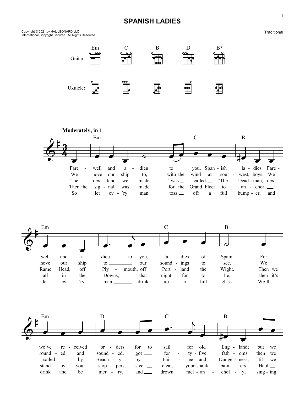 Traditional Spanish Ladies sheet music notes and chords arranged for Lead Sheet / Fake Book