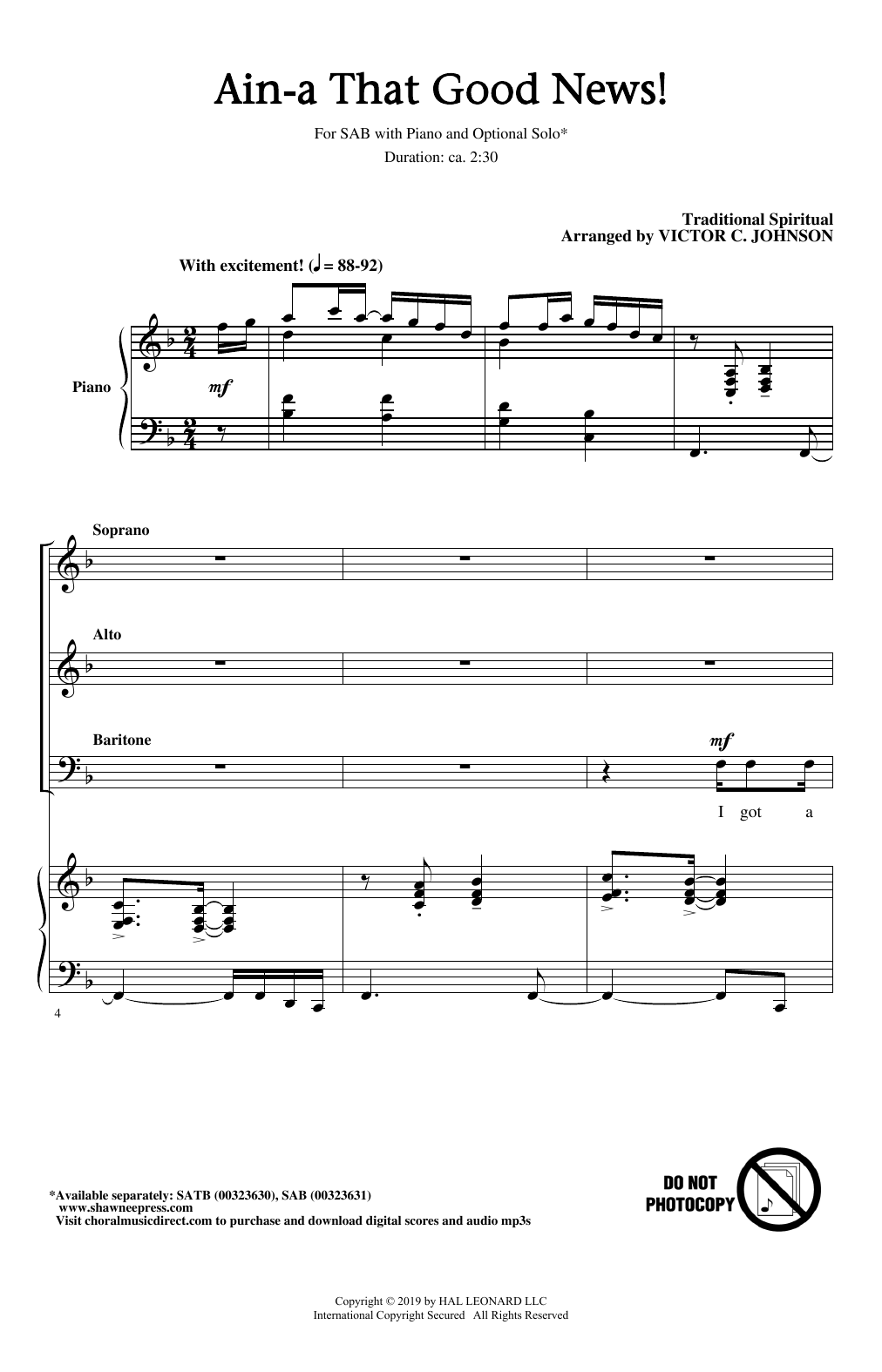 Learn to play Traditional Spiritual Ain'a That Good News! (arr. Victor C. Johnson) sheet music for SAB Choir in minutes. Price: 3.9900$ Traditional Spiritual Ain'a That Good News! (arr. Victor C. Johnson) sheet music notes and chords arranged for SAB Choir