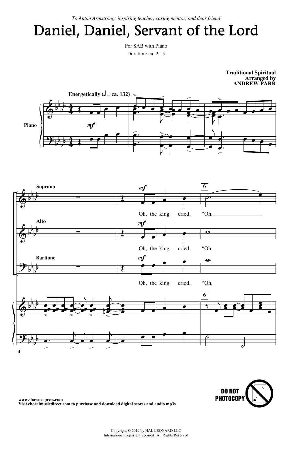 Learn to play Traditional Spiritual Daniel, Daniel, Servant Of The Lord (arr. Andrew Parr) sheet music for SAB Choir in minutes. Price: 3.9900$ Traditional Spiritual Daniel, Daniel, Servant Of The Lord (arr. Andrew Parr) sheet music notes and chords arranged for SAB Choir
