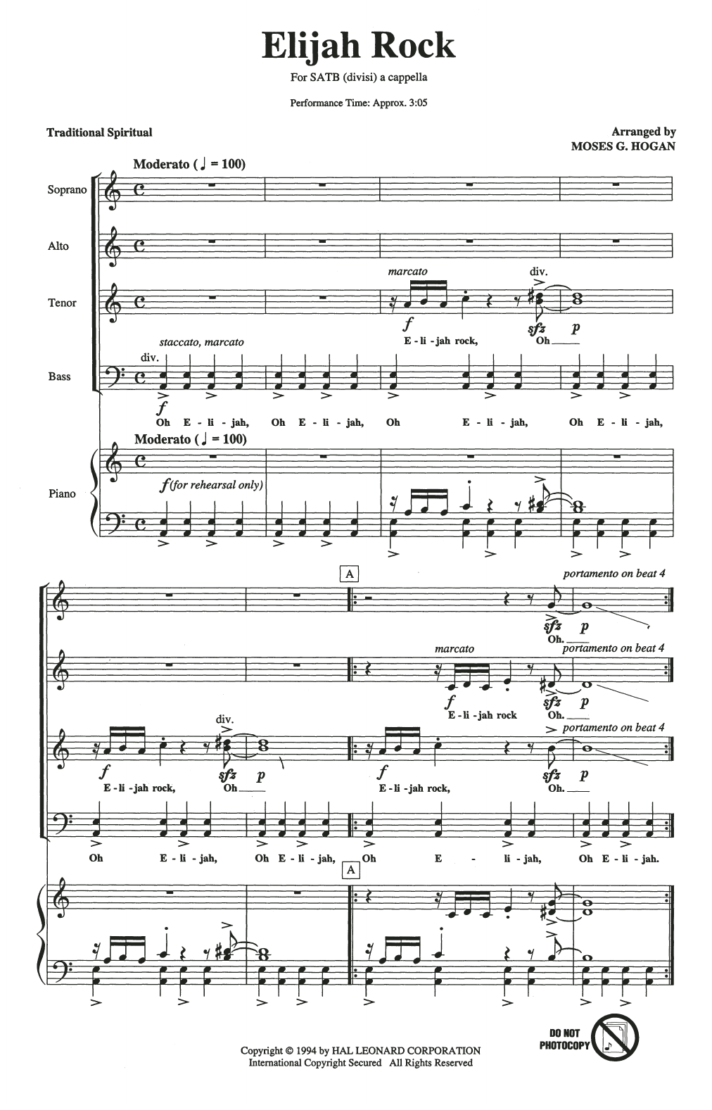 Learn to play Traditional Spiritual Elijah Rock (arr. Moses Hogan) sheet music for SATB Choir in minutes. Price: 3.9900$ Traditional Spiritual Elijah Rock (arr. Moses Hogan) sheet music notes and chords arranged for SATB Choir