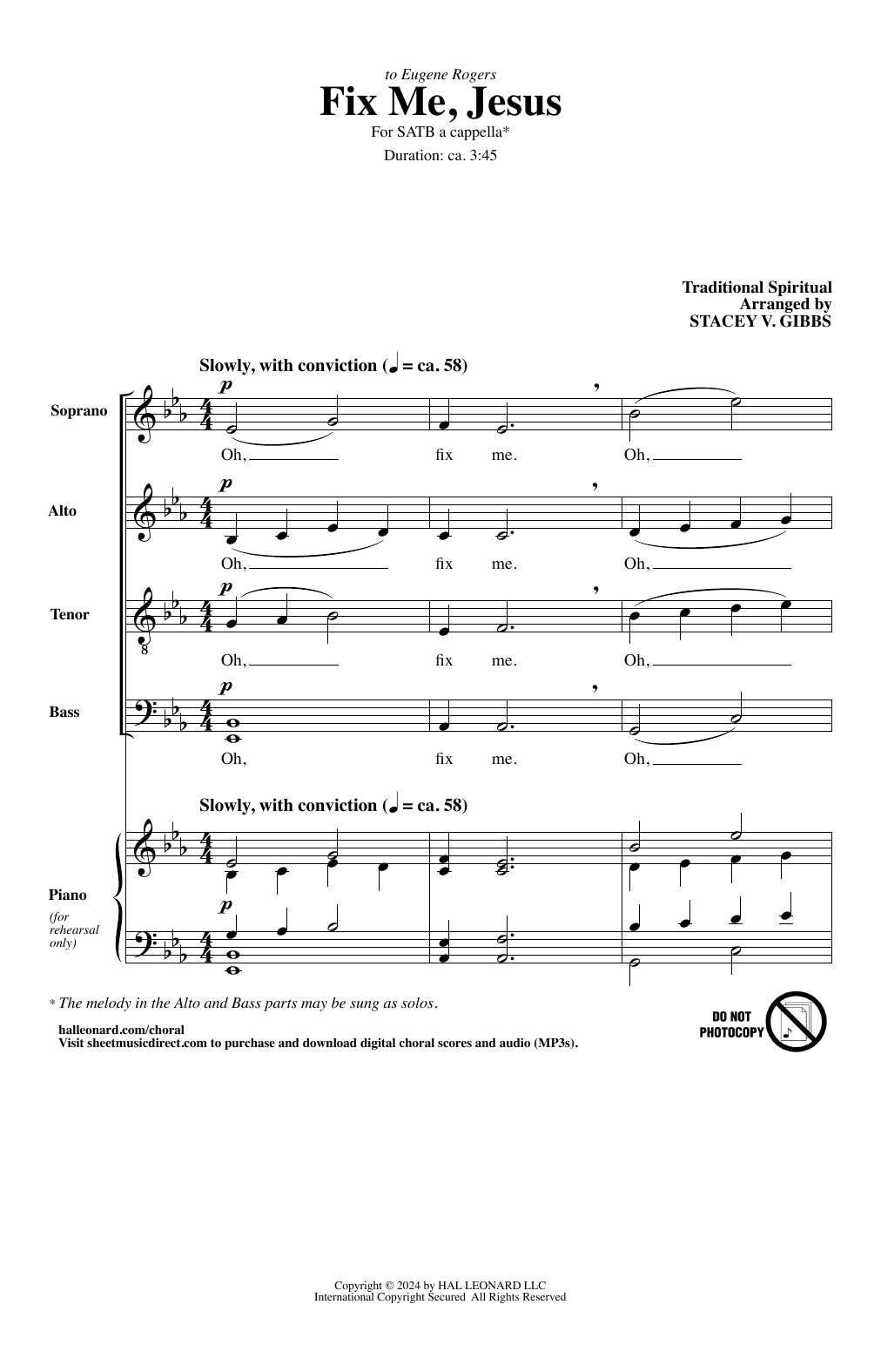 Traditional Spiritual Fix Me, Jesus (arr. Stacey V. Gibbs) sheet music notes and chords. Download Printable PDF.