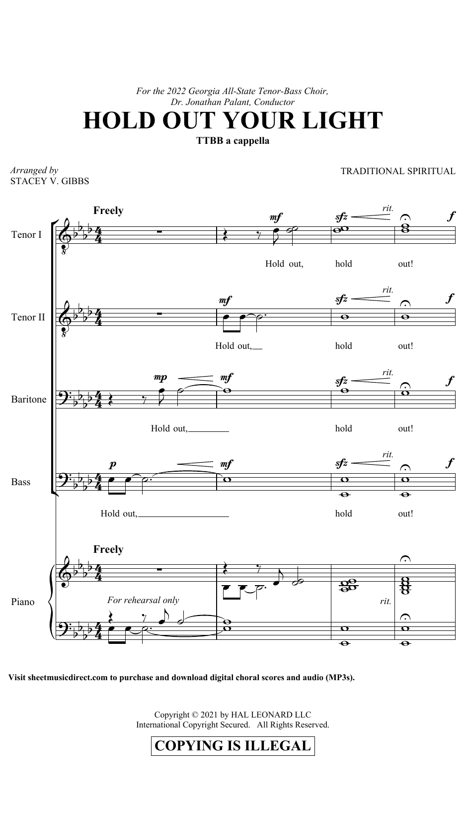 Traditional Spiritual Hold Out Your Light (arr. Stacey V. Gibbs) sheet music notes and chords. Download Printable PDF.