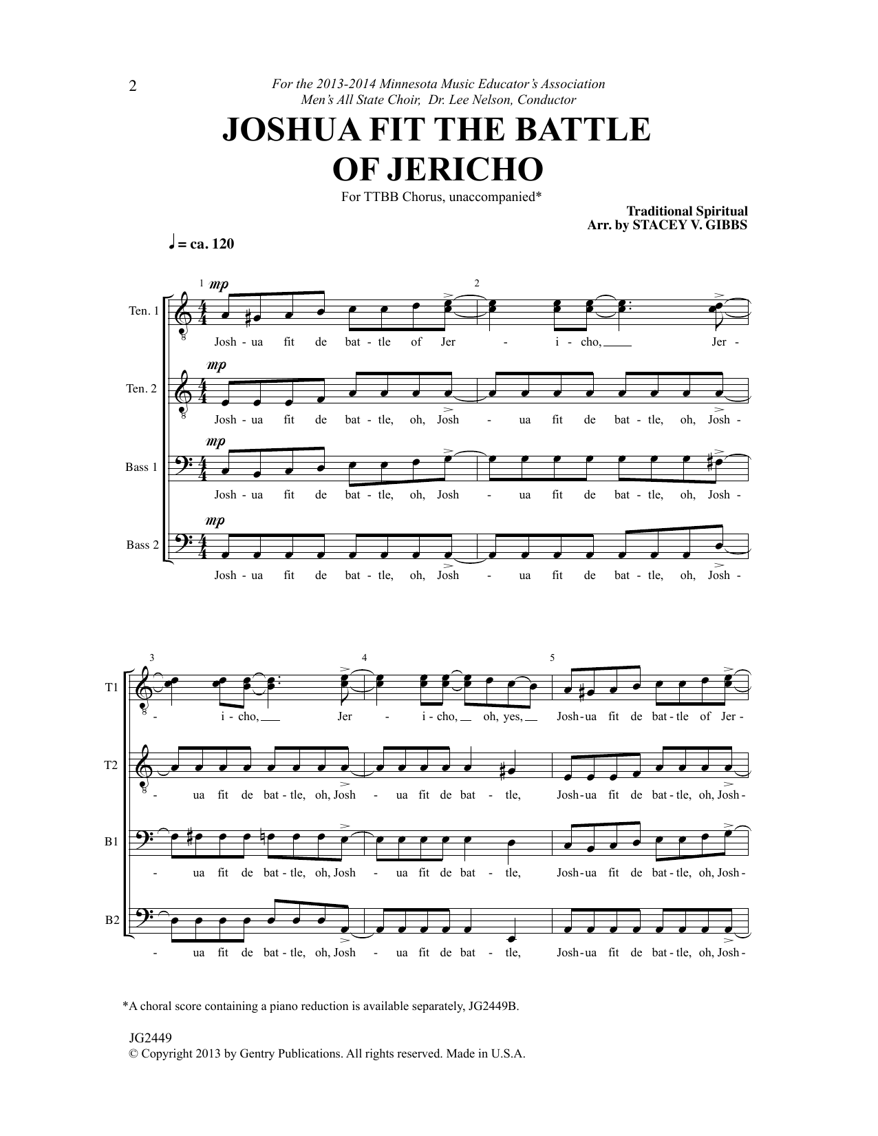 Traditional Spiritual Joshua Fit The Battle Of Jericho (arr. Stacey V. Gibbs) sheet music notes and chords. Download Printable PDF.