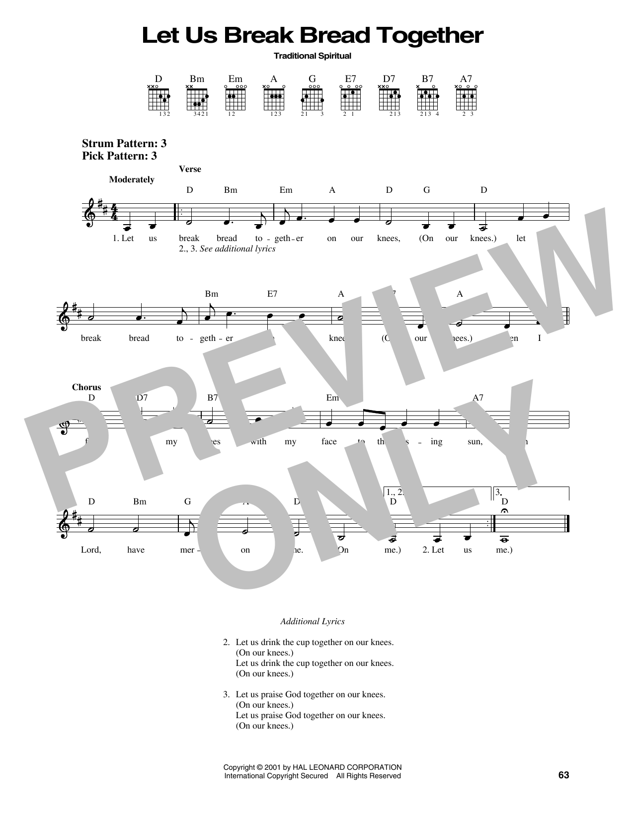 African-American Spiritual Let Us Break Bread Together sheet music notes and chords. Download Printable PDF.