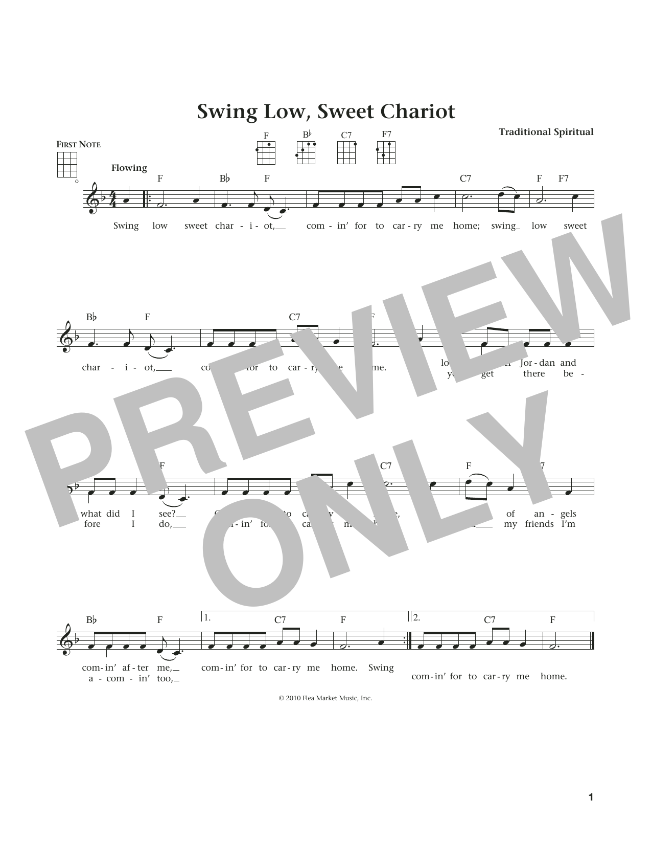 Learn to play Traditional Spiritual Swing Low, Sweet Chariot (from The Daily Ukulele) (arr. Liz and Jim Beloff) sheet music for Ukulele in minutes. Price: 5.9900$ Traditional Spiritual Swing Low, Sweet Chariot (from The Daily Ukulele) (arr. Liz and Jim Beloff) sheet music notes and chords arranged for Ukulele