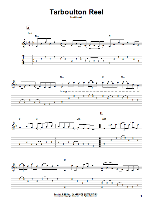 Traditional Tarboulton Reel sheet music notes and chords. Download Printable PDF.