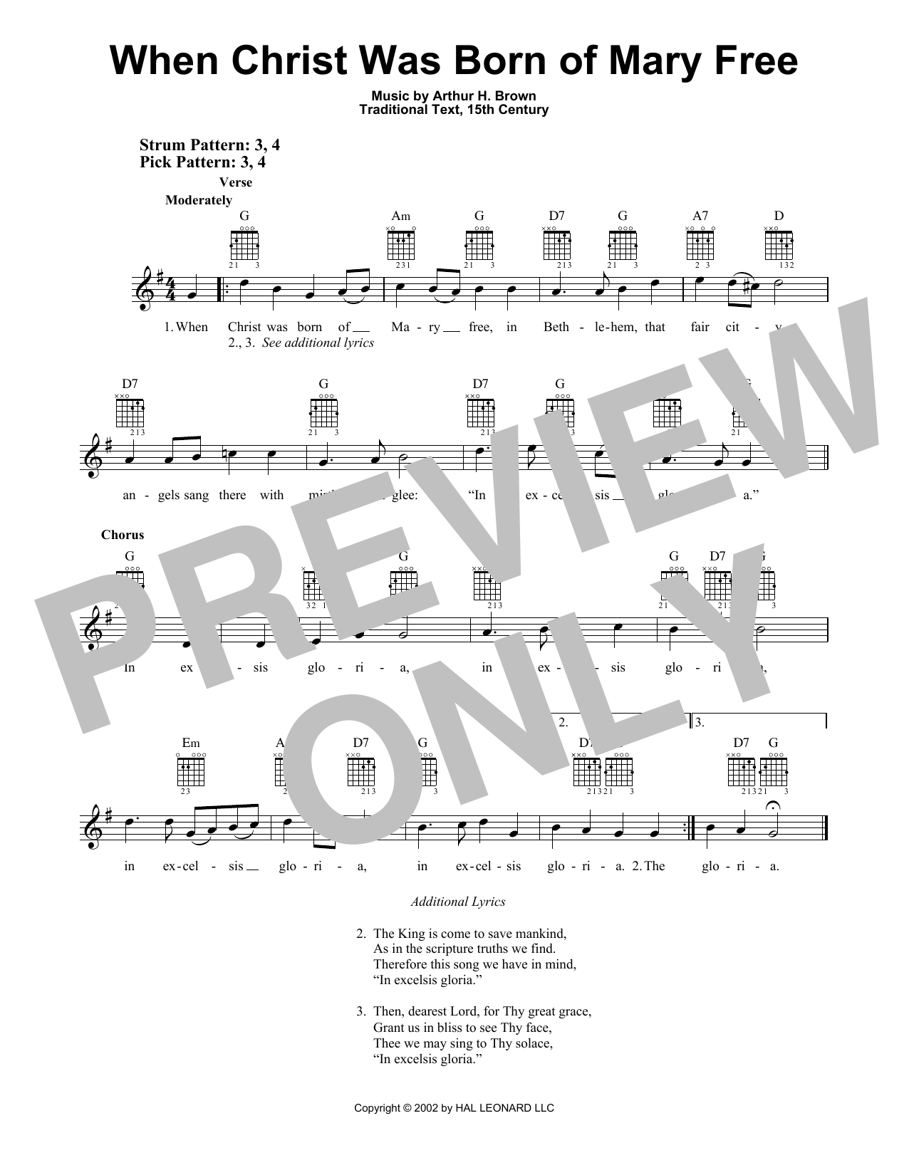 Arthur H. Brown When Christ Was Born Of Mary Free sheet music notes and chords. Download Printable PDF.