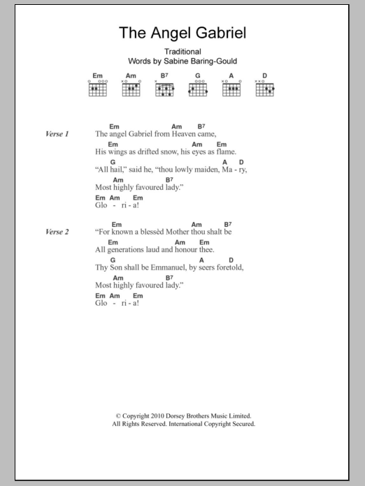 Christmas Carol The Angel Gabriel sheet music notes and chords. Download Printable PDF.