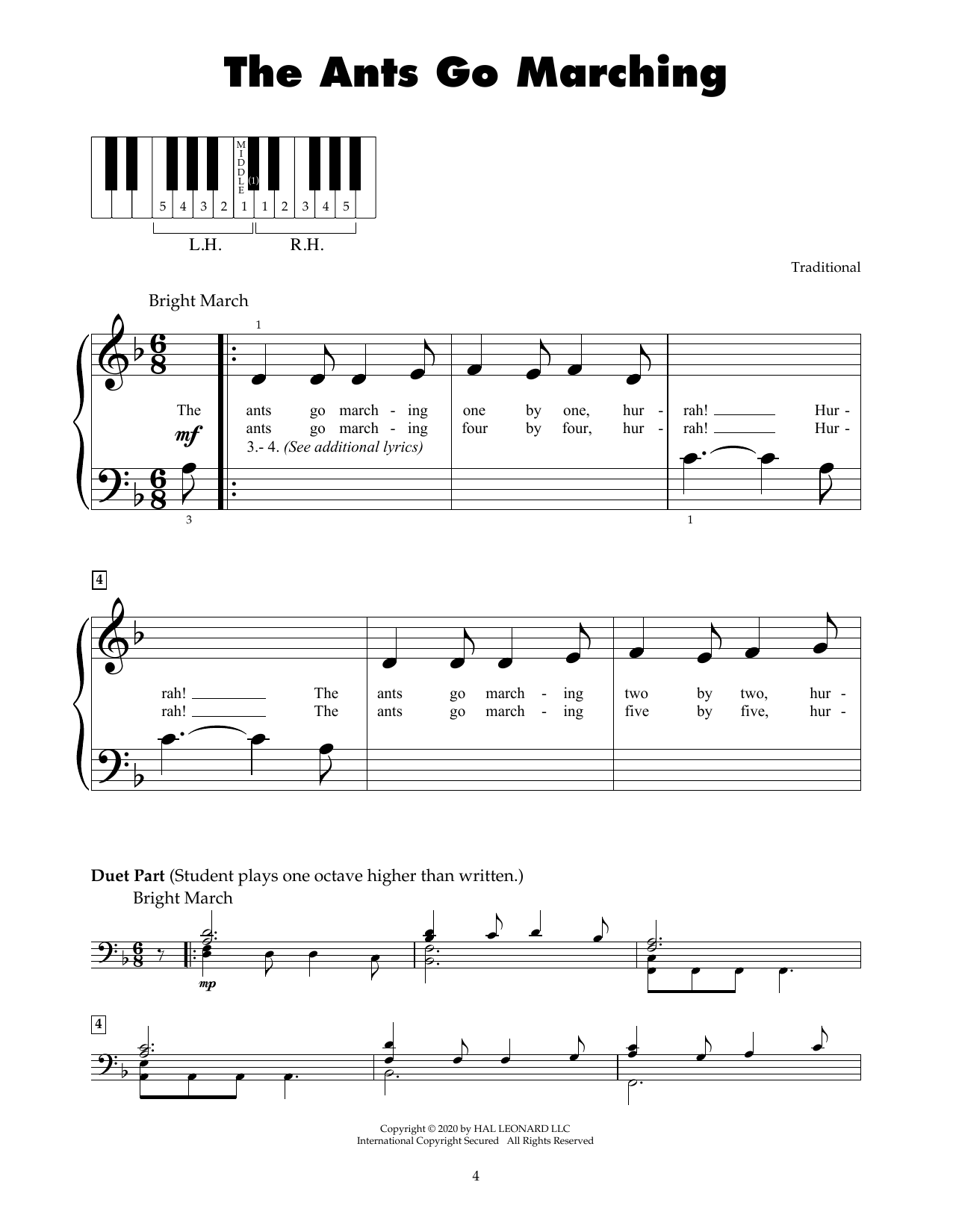 Traditional The Ants Go Marching sheet music notes and chords. Download Printable PDF.