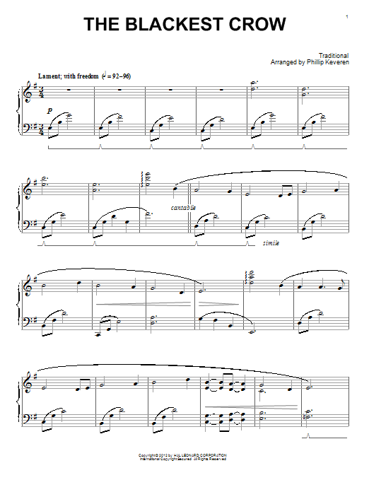 Learn to play Phillip Keveren The Blackest Crow sheet music for Piano Solo in minutes. Price: 7.8900$ Phillip Keveren The Blackest Crow sheet music notes and chords arranged for Piano Solo