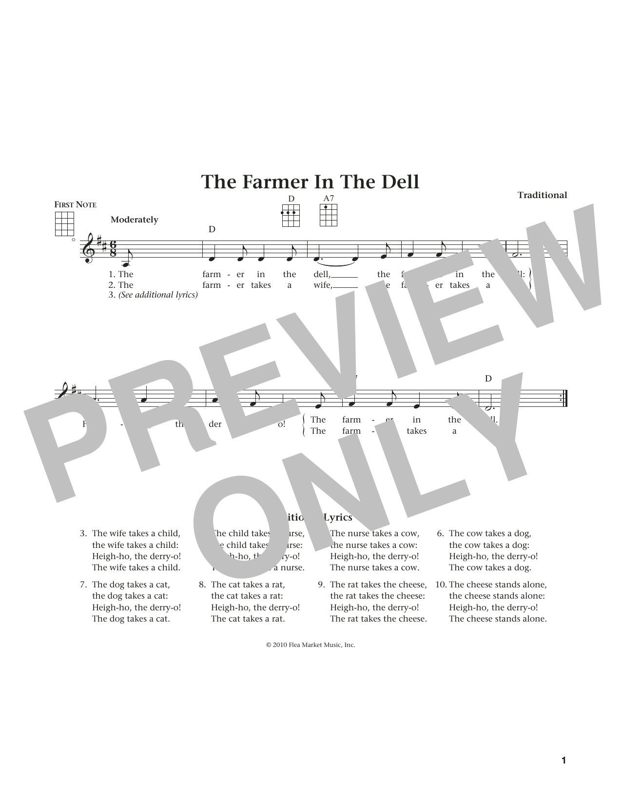 Learn to play Traditional The Farmer In The Dell (from The Daily Ukulele) (arr. Liz and Jim Beloff) sheet music for Ukulele in minutes. Price: 5.9900$ Traditional The Farmer In The Dell (from The Daily Ukulele) (arr. Liz and Jim Beloff) sheet music notes and chords arranged for Ukulele