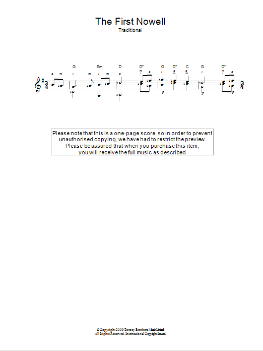 Traditional The First Nowell sheet music notes and chords. Download Printable PDF.