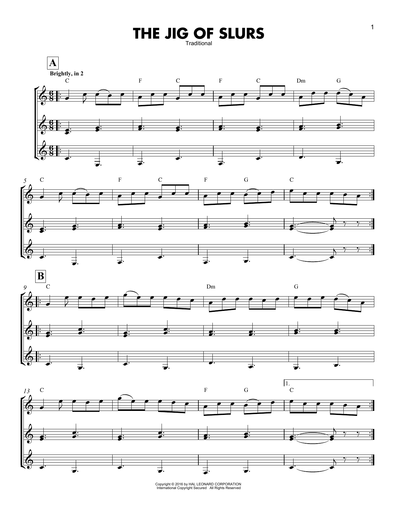 Traditional The Jig Of Slurs sheet music notes and chords. Download Printable PDF.