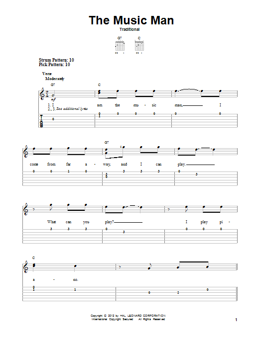 Traditional The Music Man sheet music notes and chords. Download Printable PDF.