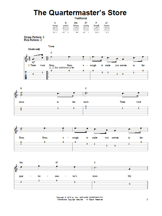 Traditional The Quartermaster's Store sheet music notes and chords. Download Printable PDF.