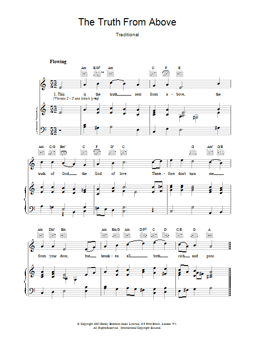 Christmas Carol The Truth From Above sheet music notes and chords. Download Printable PDF.