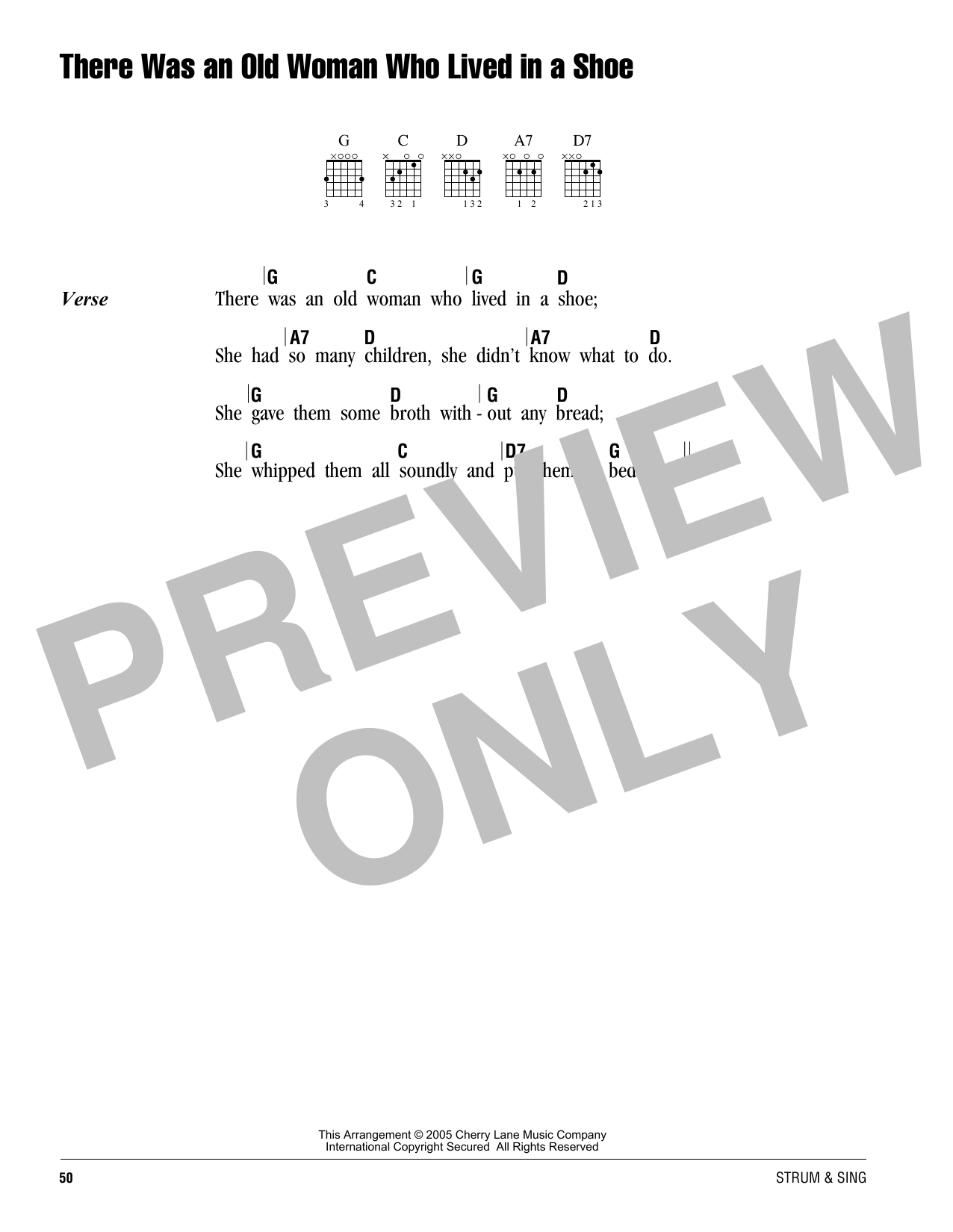 Traditional There Was An Old Woman Who Lived In A Shoe sheet music notes and chords. Download Printable PDF.