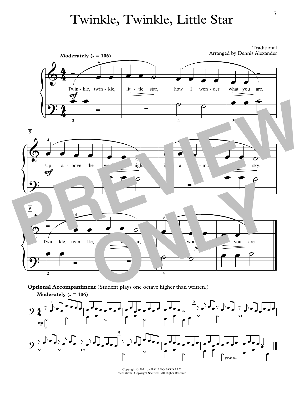 Learn to play Traditional Twinkle, Twinkle Little Star (arr. Dennis Alexander) sheet music for Educational Piano in minutes. Price: 6.9900$ Traditional Twinkle, Twinkle Little Star (arr. Dennis Alexander) sheet music notes and chords arranged for Educational Piano