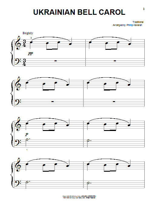 Traditional Ukrainian Bell Carol sheet music notes and chords. Download Printable PDF.