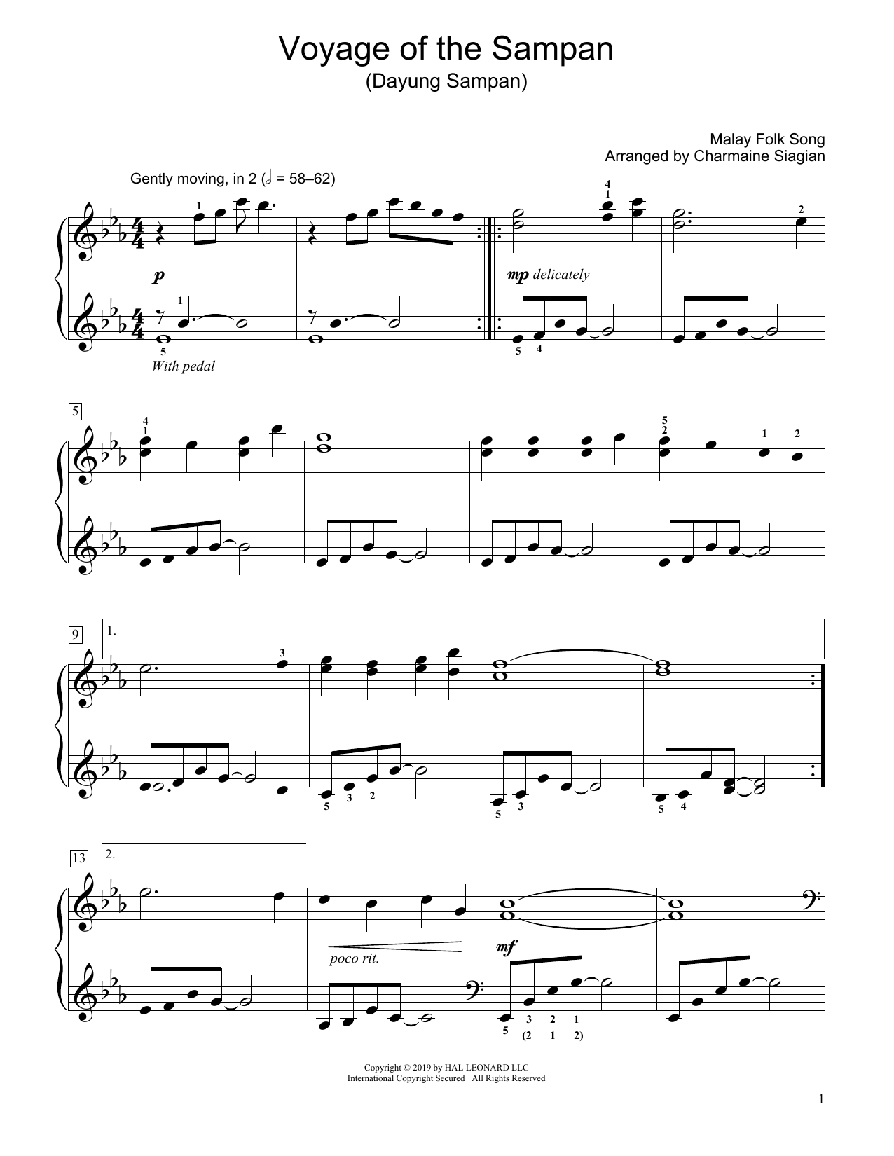 Traditional Voyage Of The Sampan (Dayung Sampan) (arr. Charmaine Siagian) sheet music notes and chords. Download Printable PDF.