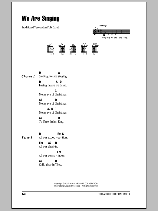 Traditional We Are Singing sheet music notes and chords. Download Printable PDF.