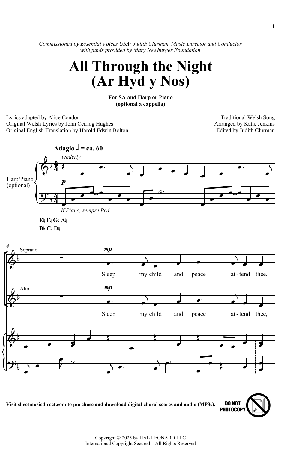 Learn to play Traditional Welsh Song All Through The Night (Ar Hyd A Nos) (arr. Katie Jenkins) sheet music for SATB Choir in minutes. Price: 3.9900$ Traditional Welsh Song All Through The Night (Ar Hyd A Nos) (arr. Katie Jenkins) sheet music notes and chords arranged for SATB Choir