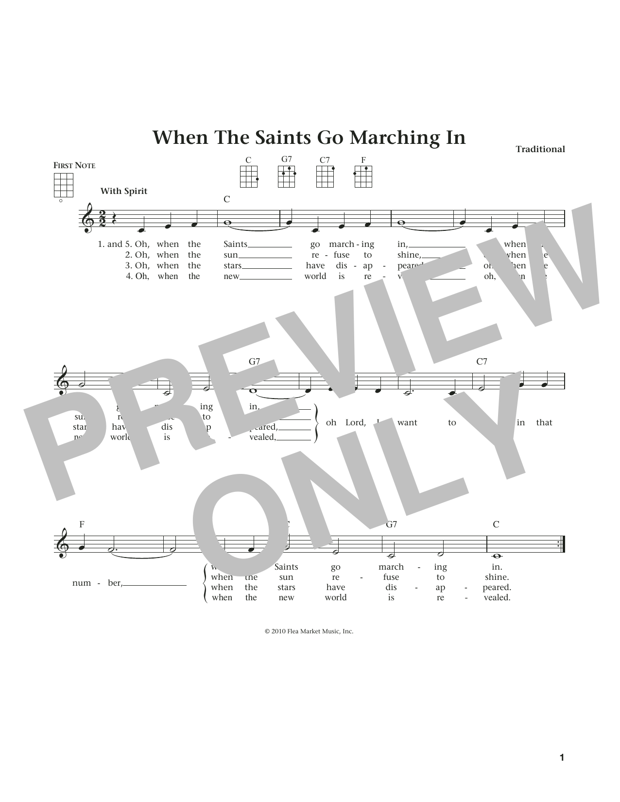 Learn to play Traditional When The Saints Go Marching In (from The Daily Ukulele) (arr. Liz and Jim Beloff) sheet music for Ukulele in minutes. Price: 5.9900$ Traditional When The Saints Go Marching In (from The Daily Ukulele) (arr. Liz and Jim Beloff) sheet music notes and chords arranged for Ukulele