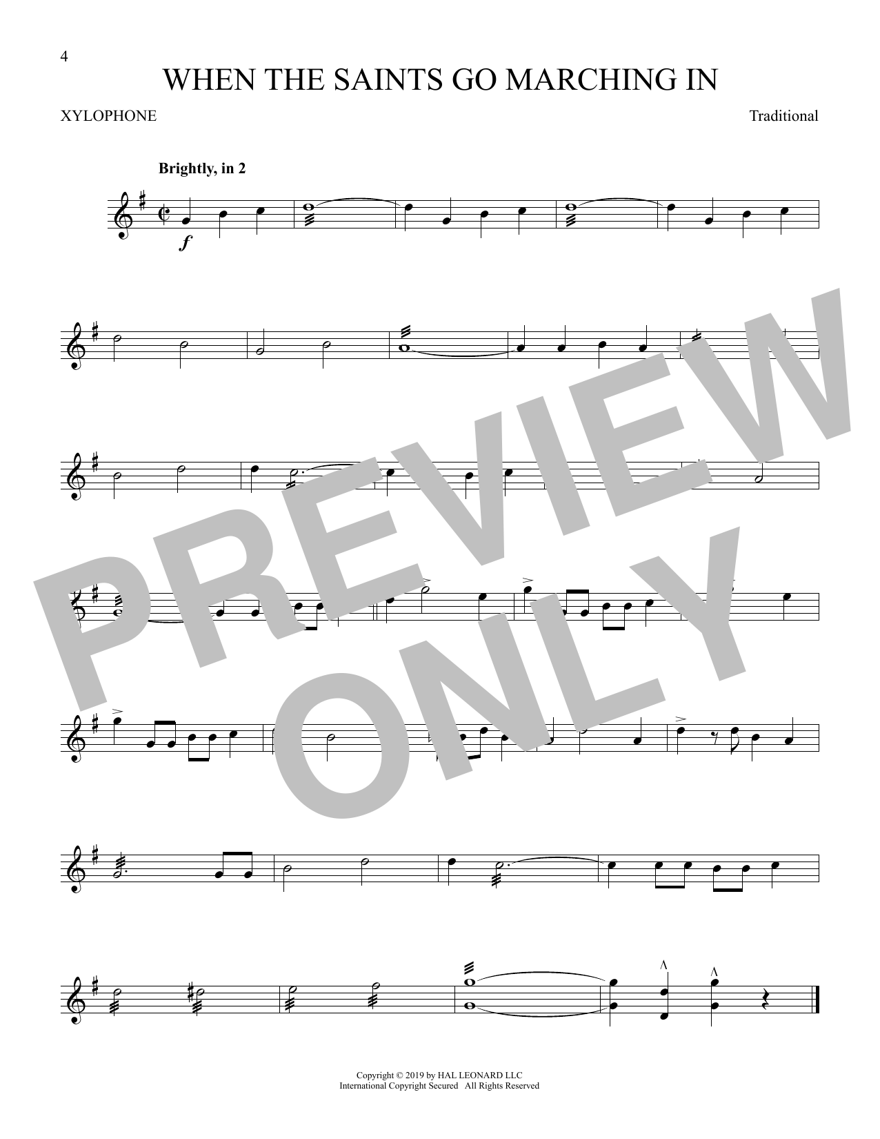 Traditional When The Saints Go Marching In sheet music notes and chords. Download Printable PDF.