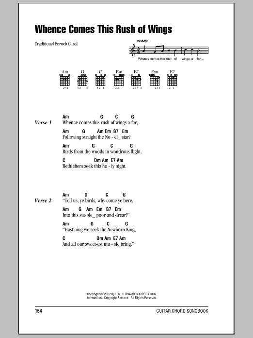 Traditional Whence Comes This Rush Of Wings sheet music notes and chords. Download Printable PDF.