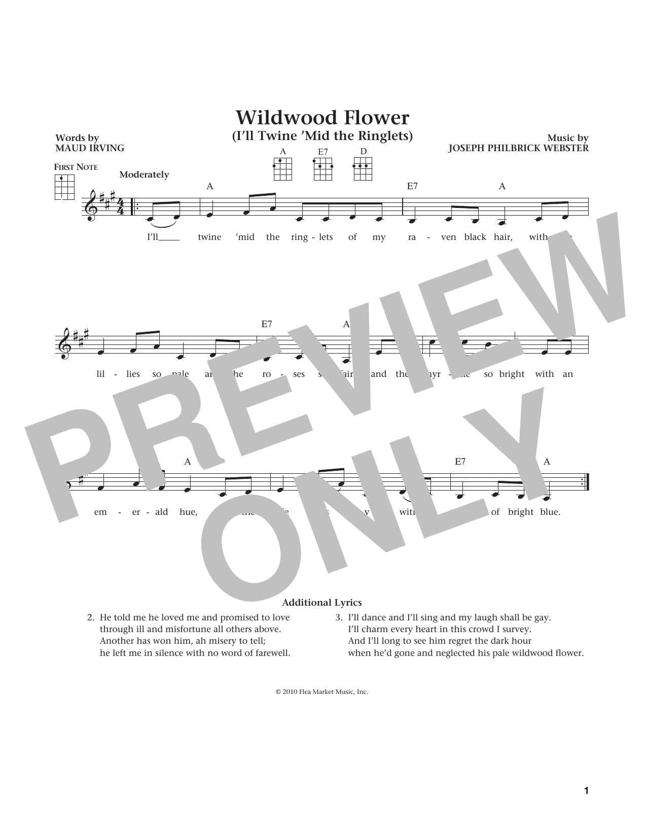 Learn to play Traditional Wildwood Flower (from The Daily Ukulele) (arr. Liz and Jim Beloff) sheet music for Ukulele in minutes. Price: 5.9900$ Traditional Wildwood Flower (from The Daily Ukulele) (arr. Liz and Jim Beloff) sheet music notes and chords arranged for Ukulele