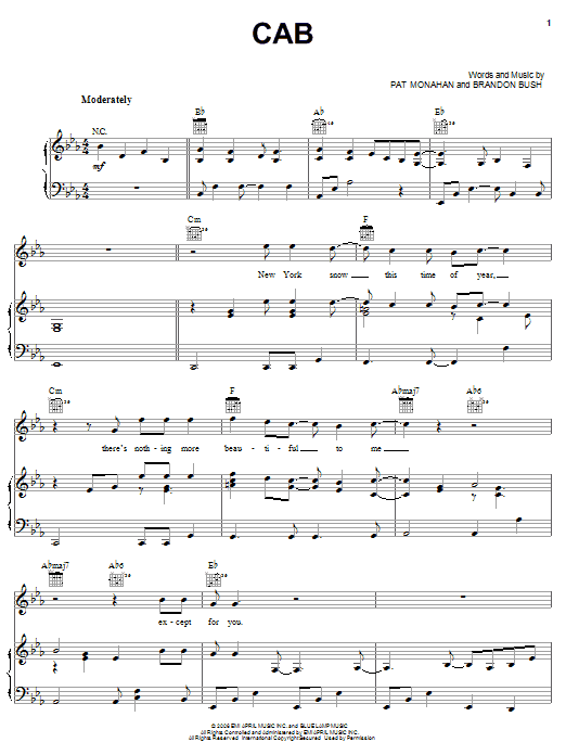 Learn to play Train Cab sheet music for Piano, Vocal & Guitar Chords (Right-Hand Melody) in minutes. Price: 7.8900$ Train Cab sheet music notes and chords arranged for Piano, Vocal & Guitar Chords (Right-Hand Melody)