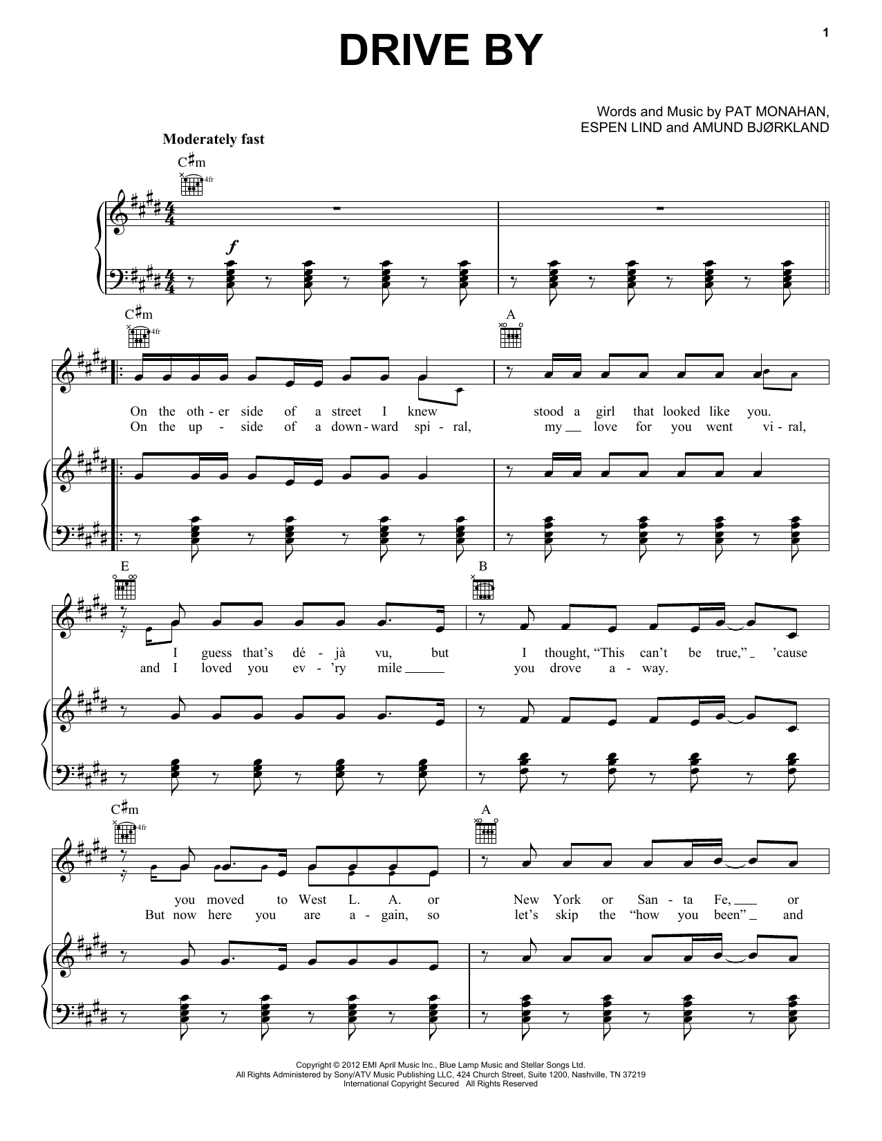 Train Drive By sheet music notes and chords. Download Printable PDF.