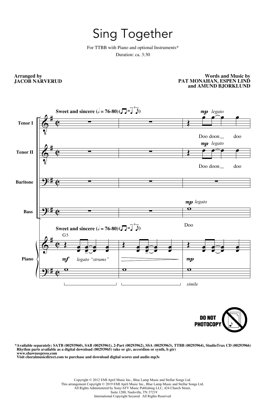 Train Sing Together (arr. Jacob Narverud) sheet music notes and chords. Download Printable PDF.