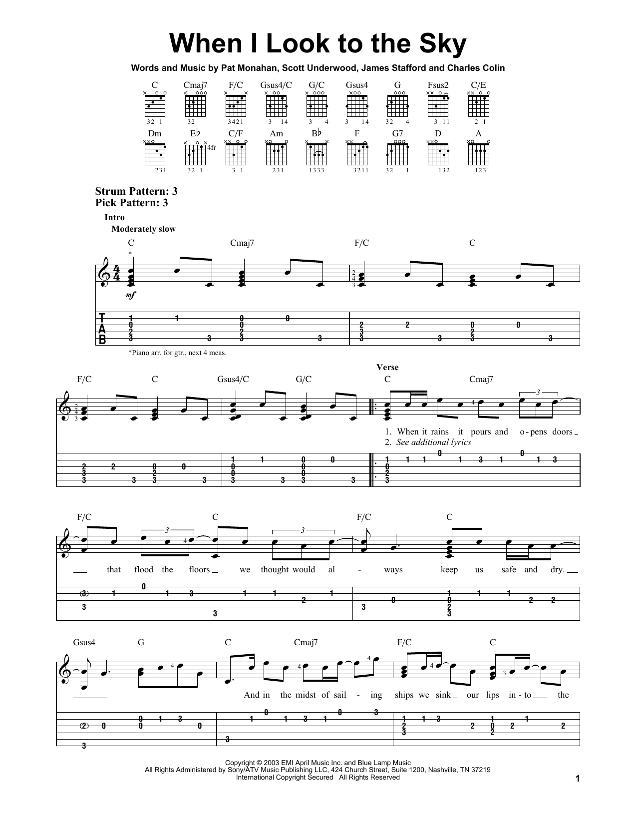 Train When I Look To The Sky sheet music notes and chords. Download Printable PDF.