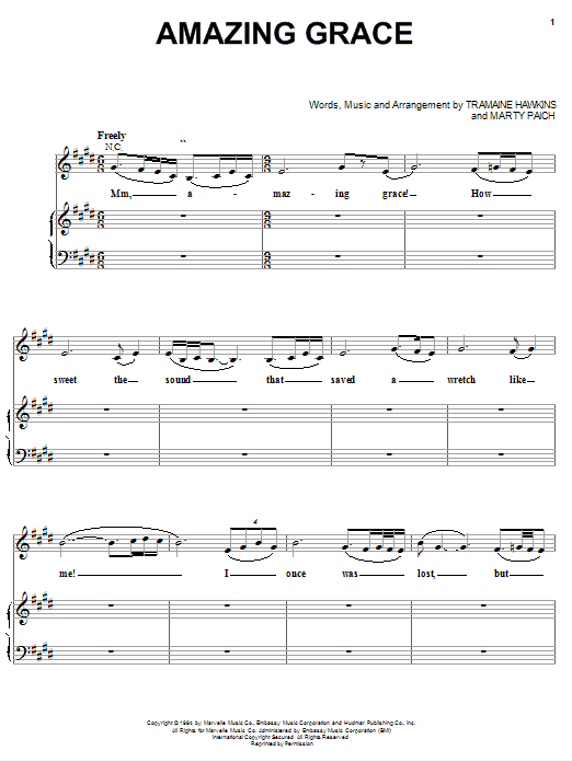 Tramaine Hawkins Amazing Grace sheet music notes and chords. Download Printable PDF.