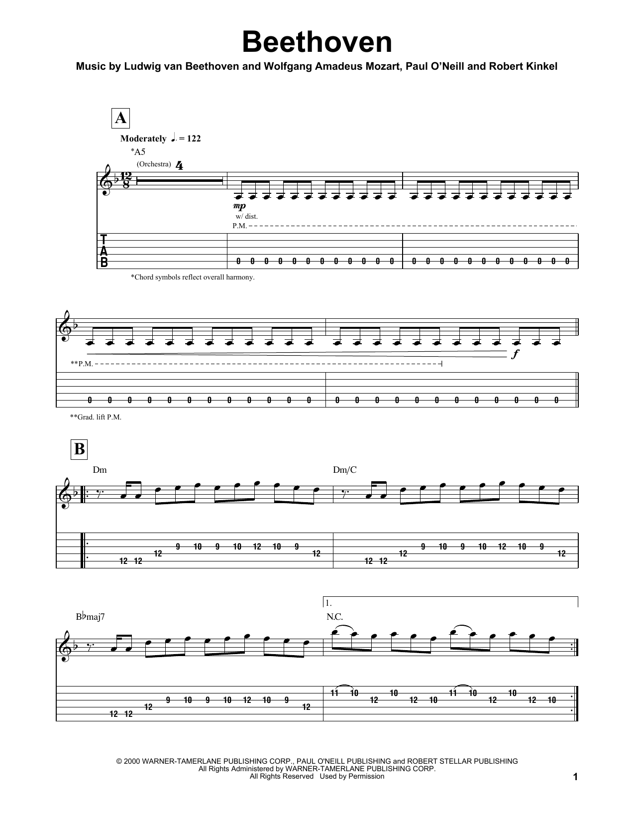 Trans-Siberian Orchestra Beethoven sheet music notes and chords. Download Printable PDF.