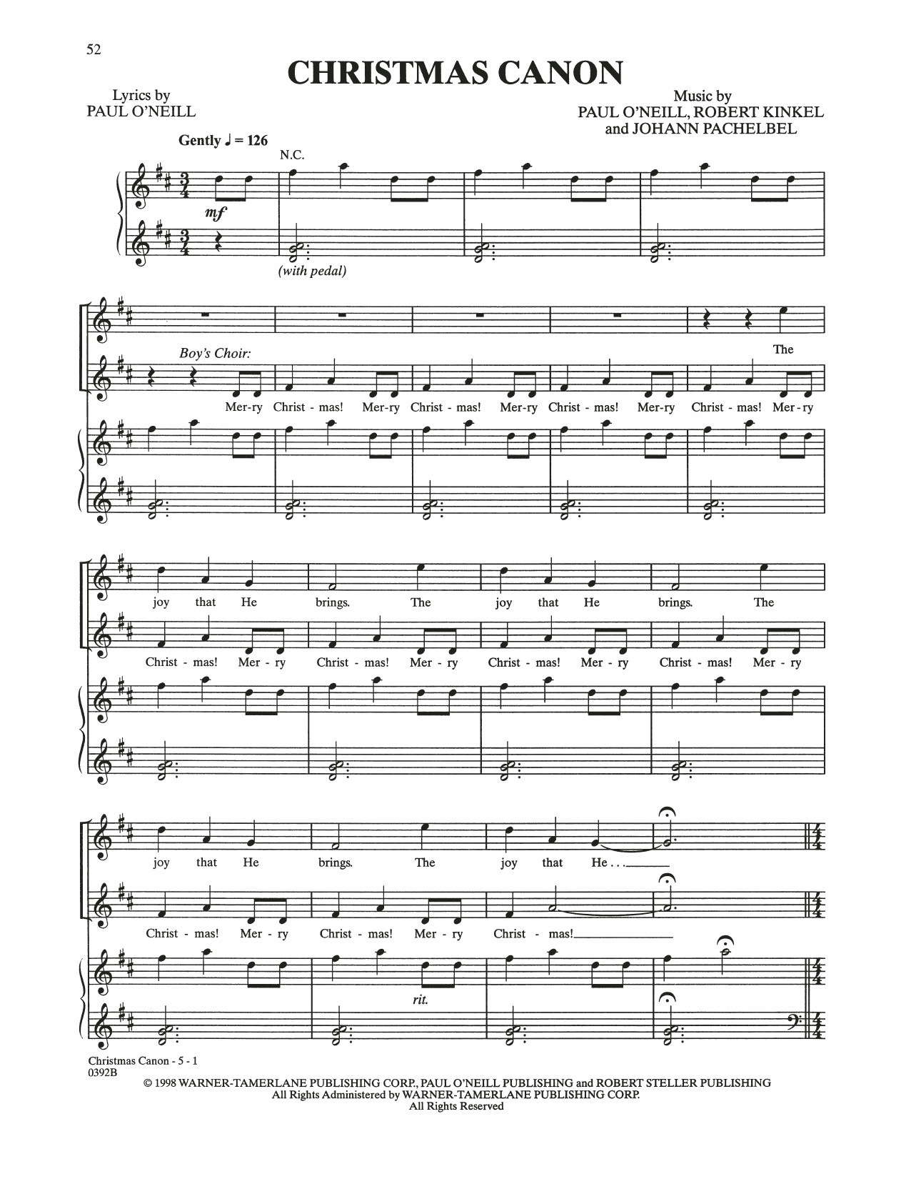 Trans-Siberian Orchestra Christmas Canon sheet music notes and chords. Download Printable PDF.