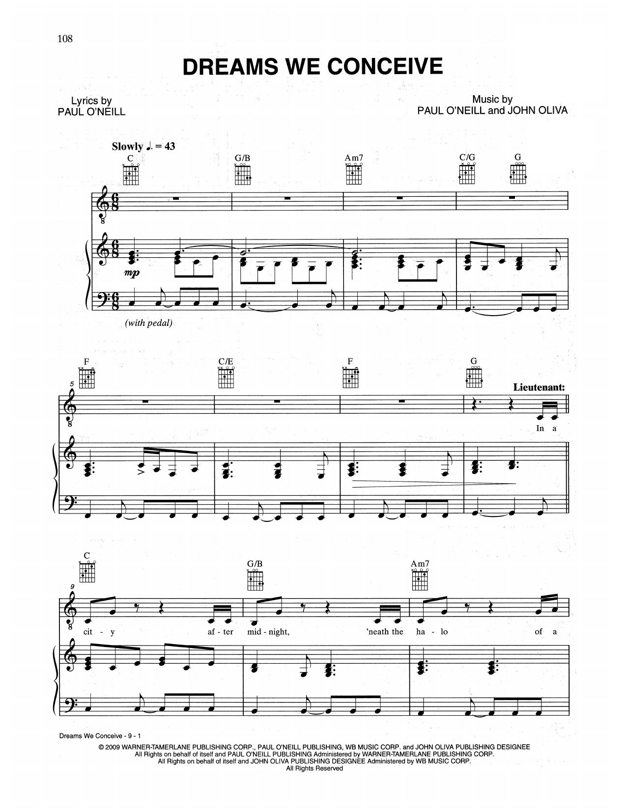 Trans-Siberian Orchestra Dreams We Conceive sheet music notes and chords. Download Printable PDF.