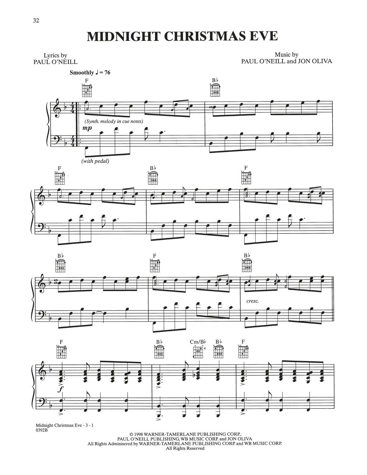 Learn to play Trans-Siberian Orchestra Midnight Christmas Eve sheet music for Piano Solo in minutes. Price: 7.8900$ Trans-Siberian Orchestra Midnight Christmas Eve sheet music notes and chords arranged for Piano Solo