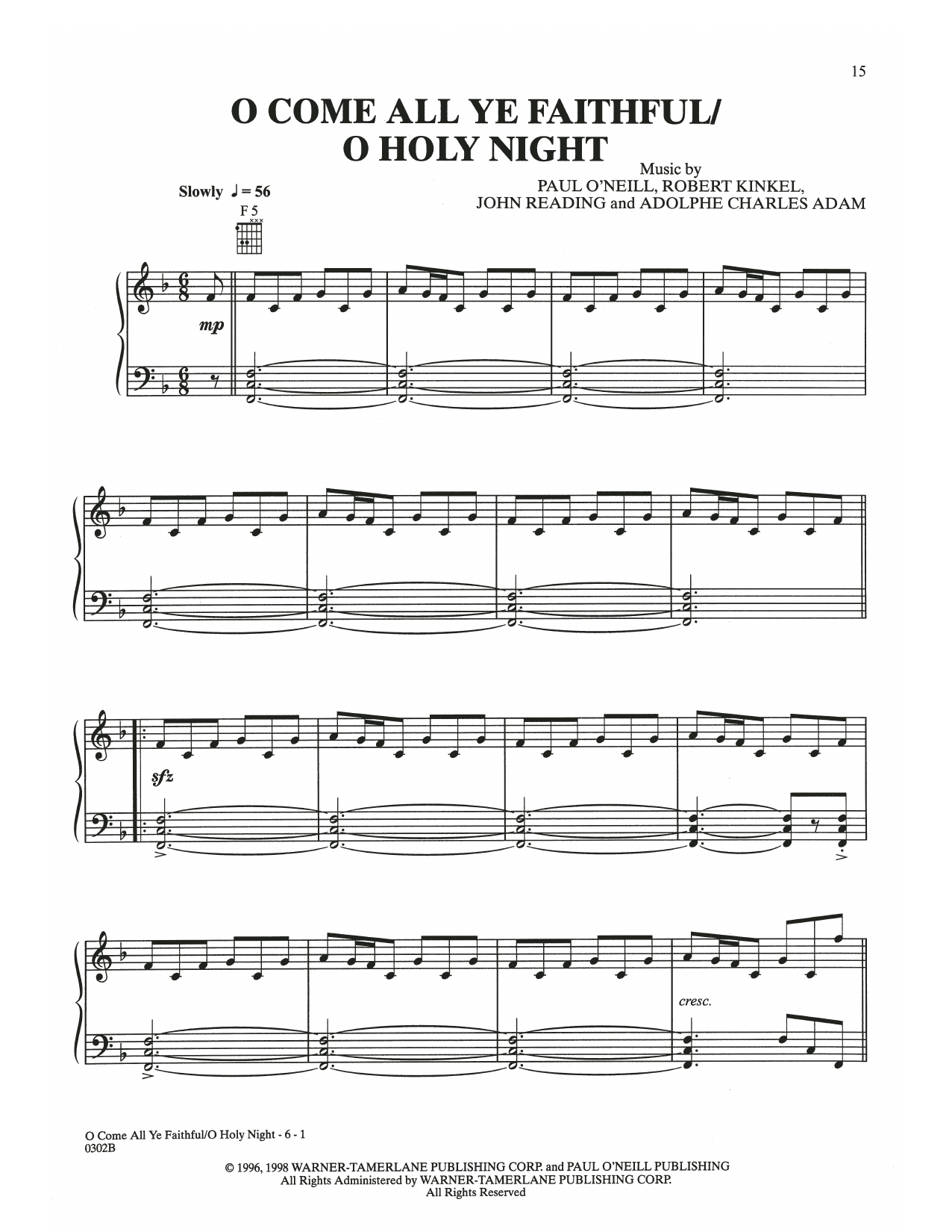 Trans-Siberian Orchestra O Come All Ye Faithful / O Holy Night sheet music notes and chords. Download Printable PDF.