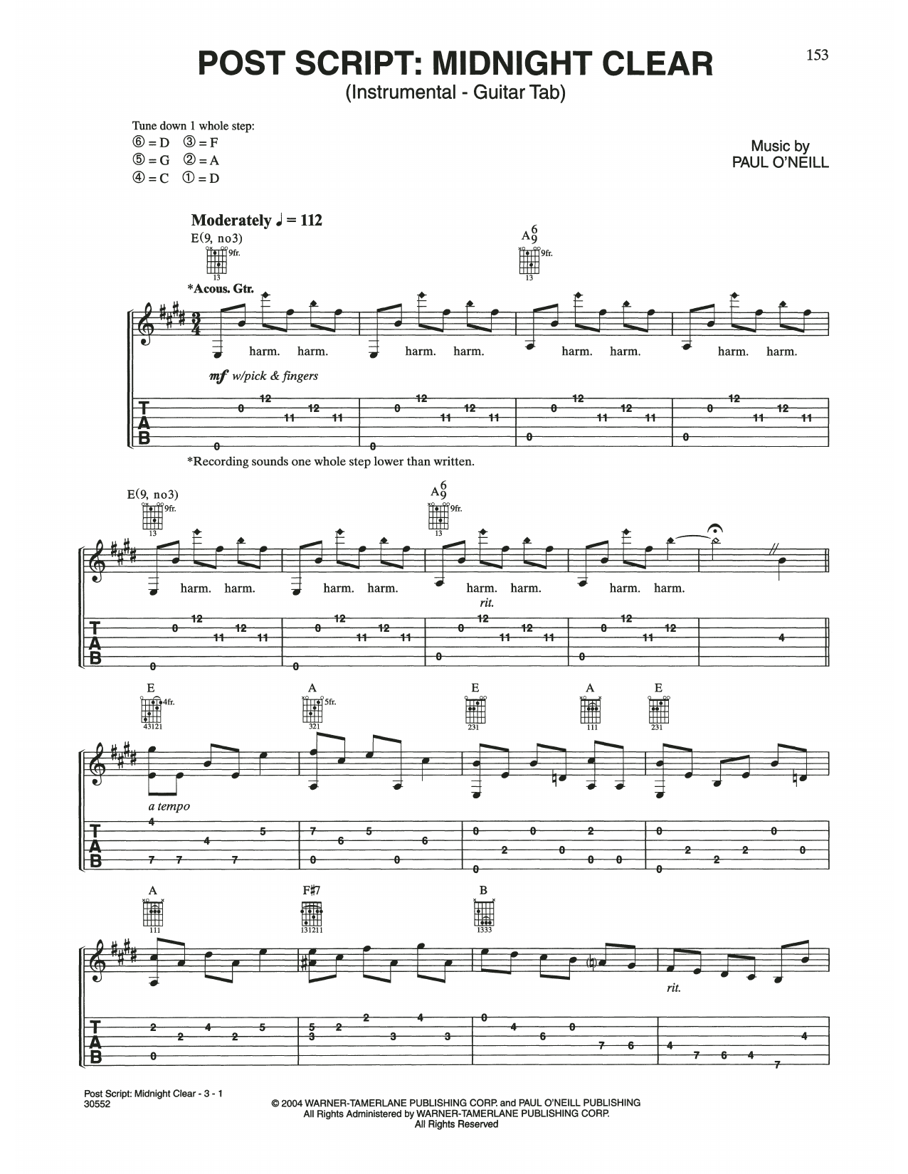 Learn to play Trans-Siberian Orchestra Post Script: Midnight Clear sheet music for Guitar Tab in minutes. Price: 7.8900$ Trans-Siberian Orchestra Post Script: Midnight Clear sheet music notes and chords arranged for Guitar Tab