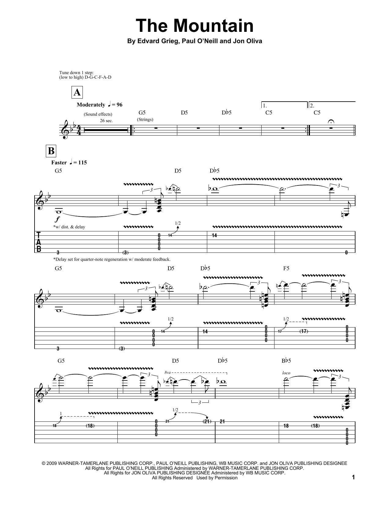 Trans-Siberian Orchestra The Mountain sheet music notes and chords. Download Printable PDF.