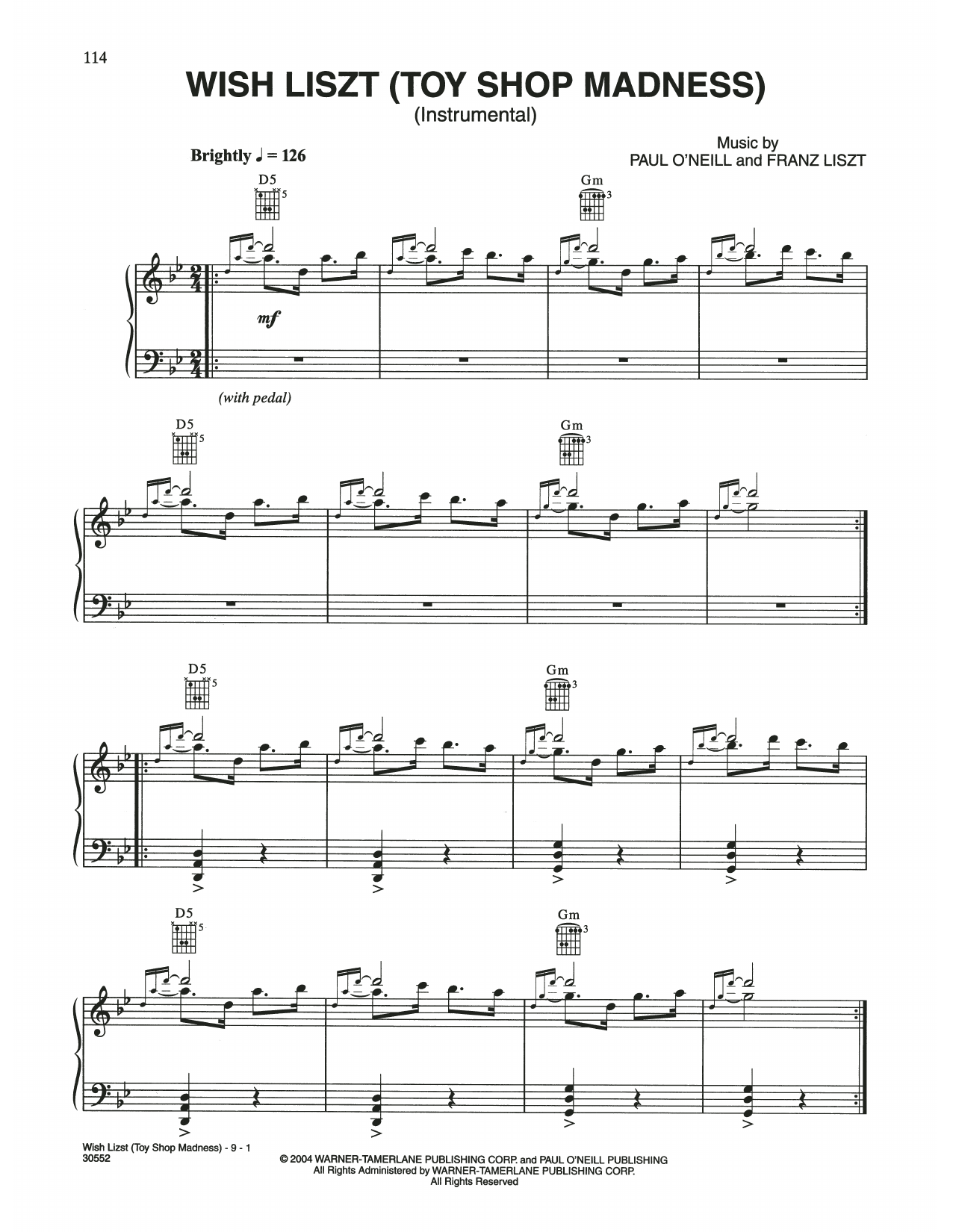 Trans-Siberian Orchestra Wish Liszt (Toy Shop Madness) sheet music notes and chords. Download Printable PDF.