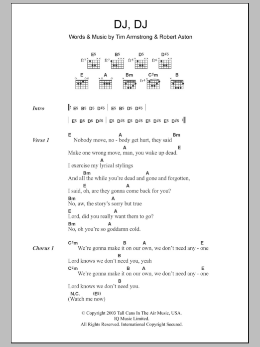 Learn to play Transplants DJ, DJ sheet music for Guitar Chords/Lyrics in minutes. Price: 4.4900$ Transplants DJ, DJ sheet music notes and chords arranged for Guitar Chords/Lyrics